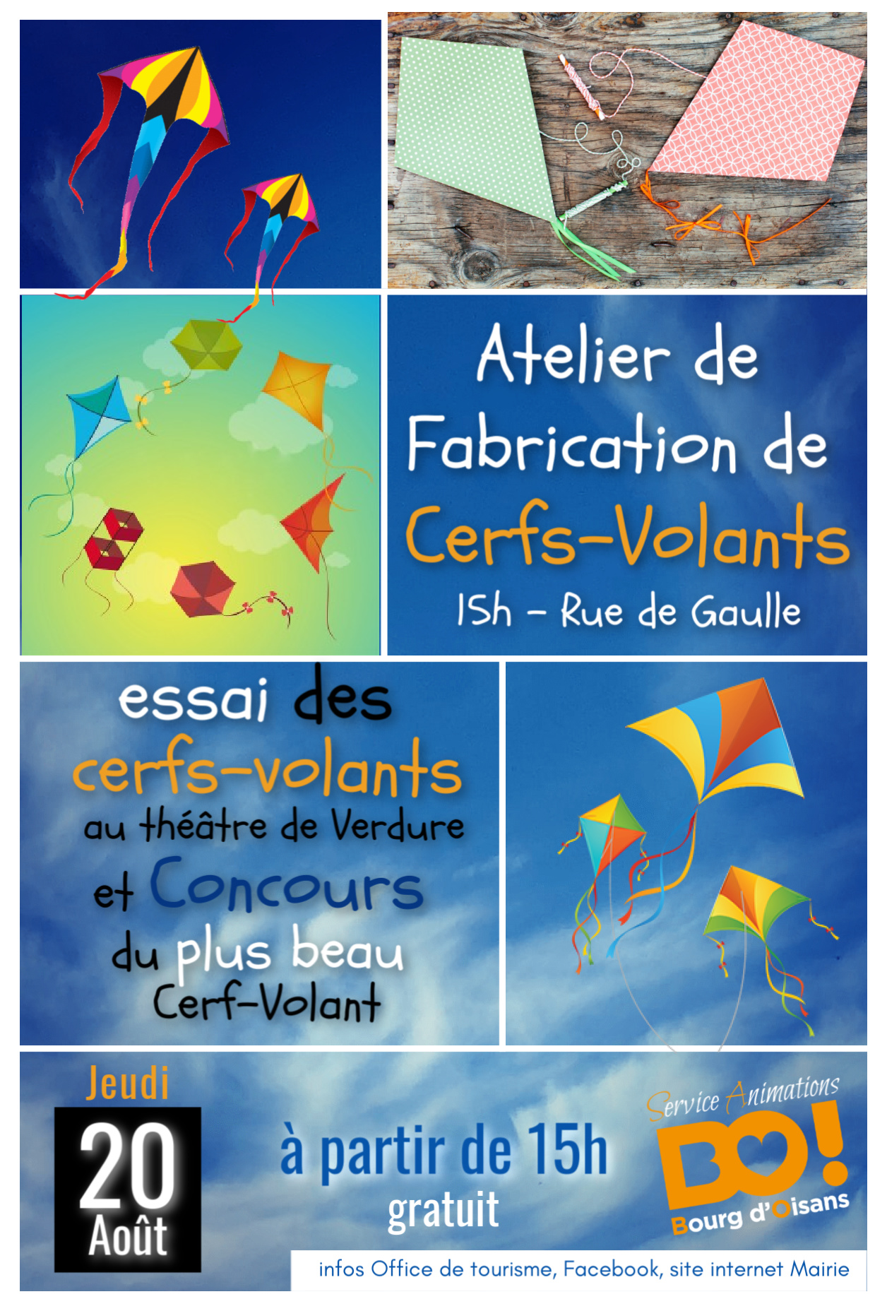 atelier Fabrication de cerfsVolants et concours du plus beau Cerfvolant Mairie de Bourg d’Oisans