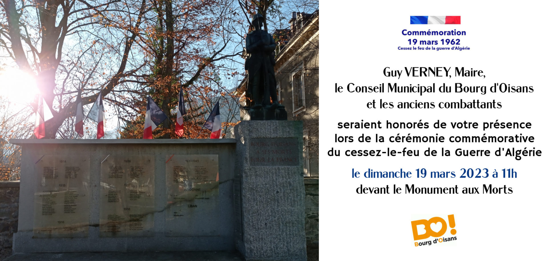 Cérémonie commémorative du 19 mars 1962 - Mairie de Bourg d’Oisans